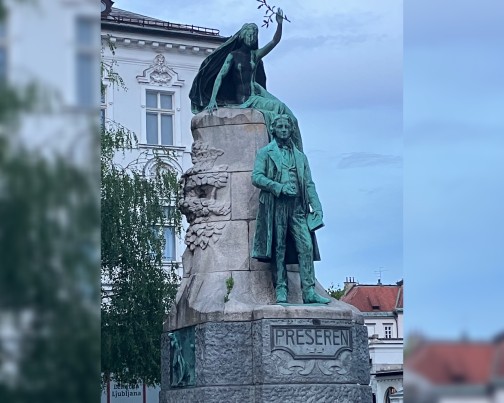 Ljubljna Zentrum Denkmal France Preseren (1800-1849) Slowenischer Dichter